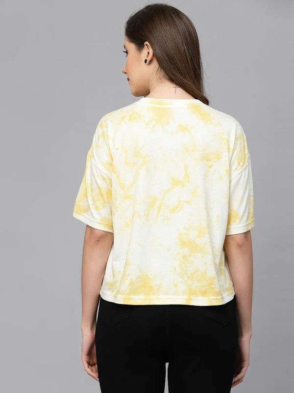 Women Yellow Odour Free Tie & Dye T-shirt - Image 5