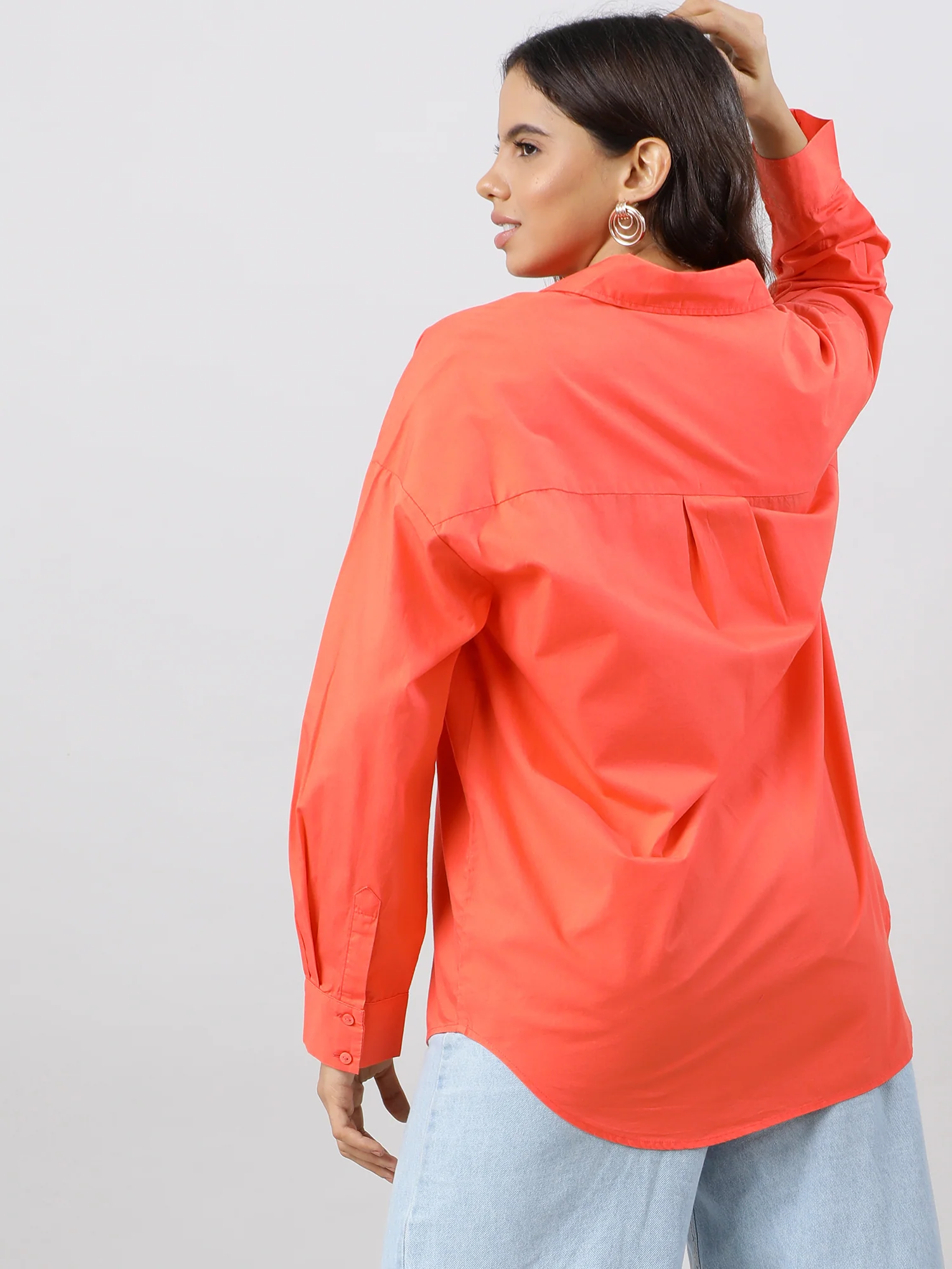 Zesty Orange Oversize Drop Shoulder Shirt - Image 5